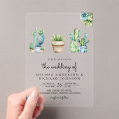 Invitations En Acrylique Pots de Cactus de Verdure Succulente Mariage (In situ (ordinateur de poche))