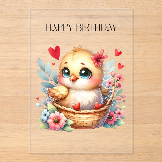 Invitations En Acrylique Poulet de naissance mignon.