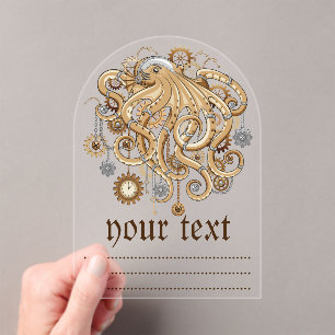 Invitations En Acrylique Poulpe Steampunk Rétro Fantastique Mécanique