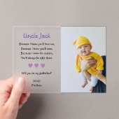 Invitations En Acrylique Pourpre Serez-Vous Mon Parrain Proposition Baptême (In situ (ordinateur de poche))