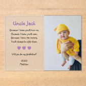 Invitations En Acrylique Pourpre Serez-Vous Mon Parrain Proposition Baptême (Recto)