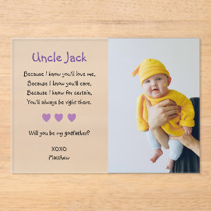 Invitations En Acrylique Pourpre Serez-Vous Mon Parrain Proposition Baptême