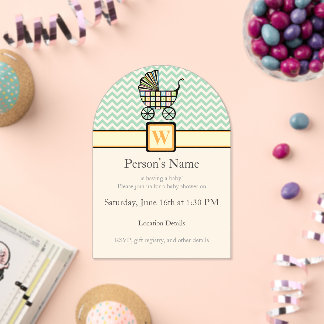 Invitations En Acrylique Poussette blocs bébé sous la douche