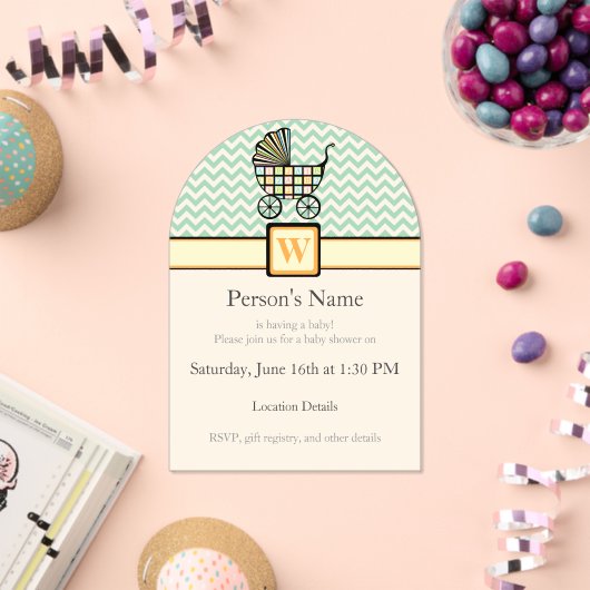 Invitations En Acrylique Poussette blocs bébé sous la douche (Insitu (Célébration))
