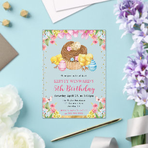 Invitations En Acrylique Poussins de Pâques à l'aquarelle Printemps 5e Anni