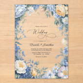 Invitations En Acrylique Powder Blue, Lemon Chiffon & Soft White Wedding (Recto)