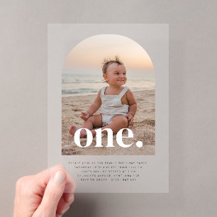 Invitations En Acrylique Premier Anniversaire avec Photo en Arc
