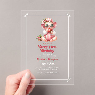 Invitations En Acrylique Premier anniversaire de Berry Fête d'anniversaire 