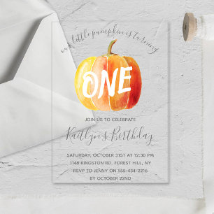 Invitations En Acrylique Premier anniversaire de Little Pumpkin