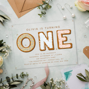 Invitations En Acrylique Premier anniversaire de ONE