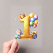 Invitations En Acrylique Premier anniversaire doré (In situ (ordinateur de poche))
