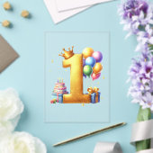 Invitations En Acrylique Premier anniversaire doré (Insitu (Mariage))