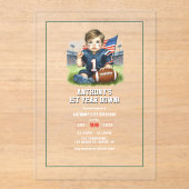 Invitations En Acrylique Première année de football bas 1er anniversaire fê (Recto)