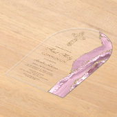 Invitations En Acrylique Première communion Agate rose (Poser)