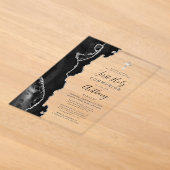 Invitations En Acrylique Première communion Black Silver Agate (Poser)
