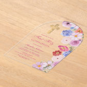 Invitations En Acrylique Première communion de l'arc Fleur sauvage d'aquare (Poser)
