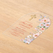 Invitations En Acrylique Première communion de l'arc Fleur sauvage Pastel (Poser)