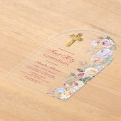 Invitations En Acrylique Première communion de l'arc rose (Poser)