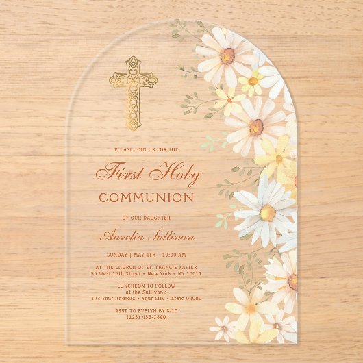 Invitations En Acrylique Première communion des marais (Recto)