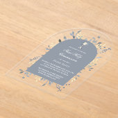 Invitations En Acrylique première communion feuillage bleu (Poser)