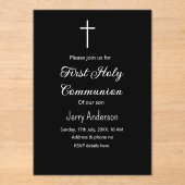 Invitations En Acrylique Première communion sacrée catholique simple minima (Recto)