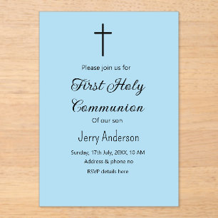 Invitations En Acrylique Première communion sacrée catholique simple QR min