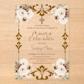 Invitations En Acrylique Première communion sacrée de Boho en Espagne (Recto)