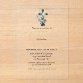 Invitations En Acrylique Première communion sainte aquarelle Croix florale (Recto)