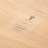 Invitations En Acrylique Première communion sainte aquarelle Croix florale (Poser)