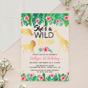 Invitations En Acrylique Première fête d'anniversaire de la fille de Wild O