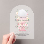 Invitations En Acrylique Première Sainte Communion conception florale (In situ (ordinateur de poche))