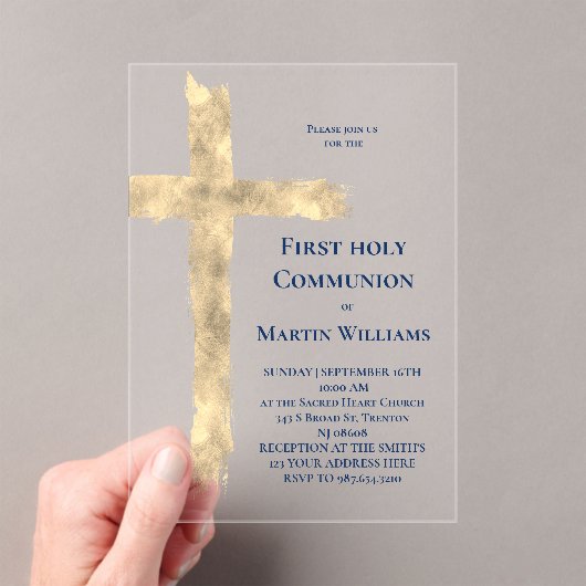 Invitations En Acrylique Première Sainte Communion fausse croix (In situ (ordinateur de poche))