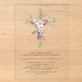 Invitations En Acrylique Première Sainte Communion Fleur Sauvage Violette (Recto)