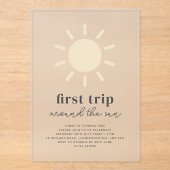 Invitations En Acrylique Première Visite Autour Du Soleil 1Er Anniversaire  (Recto)