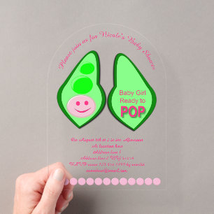 Invitations En Acrylique Prête à éclore Bébé Fille Rose Pois Baby Shower Pe