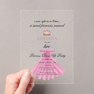 Invitations En Acrylique Princess Dress Fairytale Une Fois Anniversaire