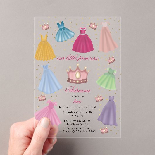 Invitations En Acrylique Princess Dresses Fairytale Petite Fille Anniversai (In situ (ordinateur de poche))