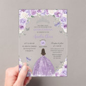 Invitations En Acrylique Princesse Florale Blanche Violette Quinceañera XV  (In situ (ordinateur de poche))