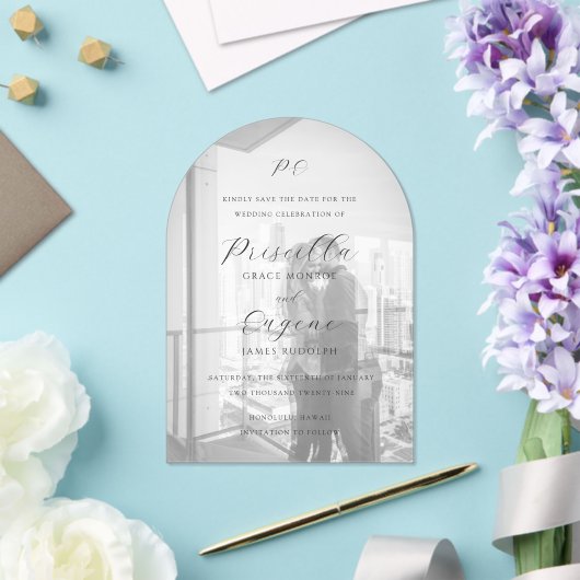 Invitations En Acrylique Priscilla Mariage classique Enregistrer la date (Insitu (Mariage))