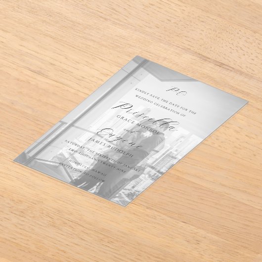 Invitations En Acrylique Priscilla Mariage classique Enregistrer la date (Poser)