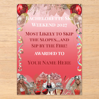 Invitations En Acrylique Prix Weekend Ski Bachelorette en Acrylique ou