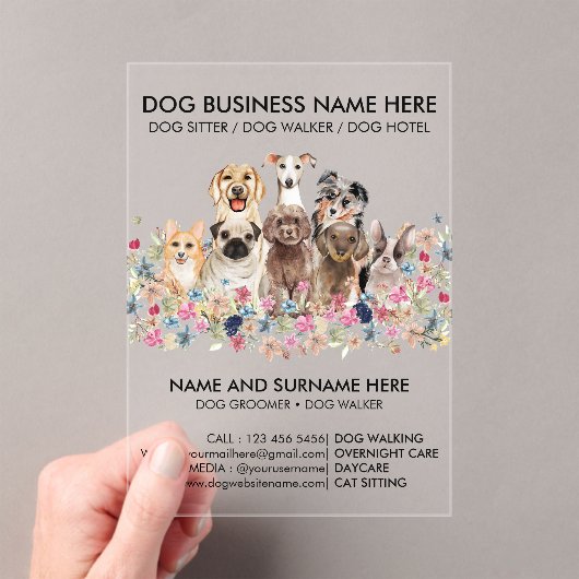 Invitations En Acrylique Promeneur de chiens transparent (In situ (ordinateur de poche))