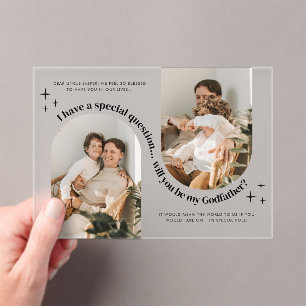 Invitations En Acrylique Proposition de Parrain Photo Double Arche