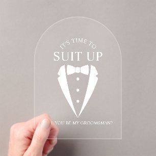 Invitations En Acrylique Proposition du Mariage Tuxedo Suit Groomsman