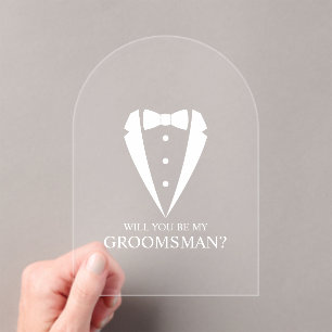 Invitations En Acrylique Proposition du mariage Tuxedo Suite Groomsman