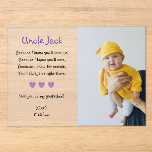 Invitations En Acrylique Proposition Parrainage Baptême Violet