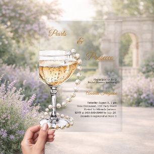 Invitations En Acrylique Prosecco Perles élégant Luxe Enterrement de Vie de