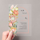 Invitations En Acrylique Protea fleurs pampas herbe et eucalychypre mariage (In situ (ordinateur de poche))