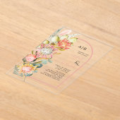 Invitations En Acrylique Protea fleurs pampas herbe et eucalychypre mariage (Poser)
