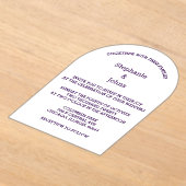 Invitations En Acrylique Purple Blanc Élégant Script Moderne Simple Mariage (Poser)